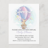 熱気球の赤ちゃんシャワーかわいいキリン ポストカード (正面)