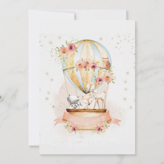 熱気球の赤ちゃんシャワーの招待状 招待状 (裏面)