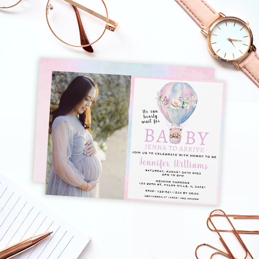 熱気球の赤ちゃんシャワー写真の招待状 招待状