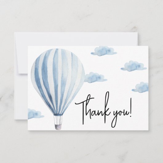 熱気球の赤ちゃんシャワー感謝していユー サンキューカード (正面)