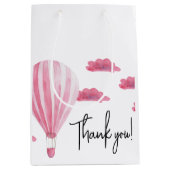 熱気球の赤ちゃんシャワー感謝していユー ミディアムペーパーバッグ (正面)