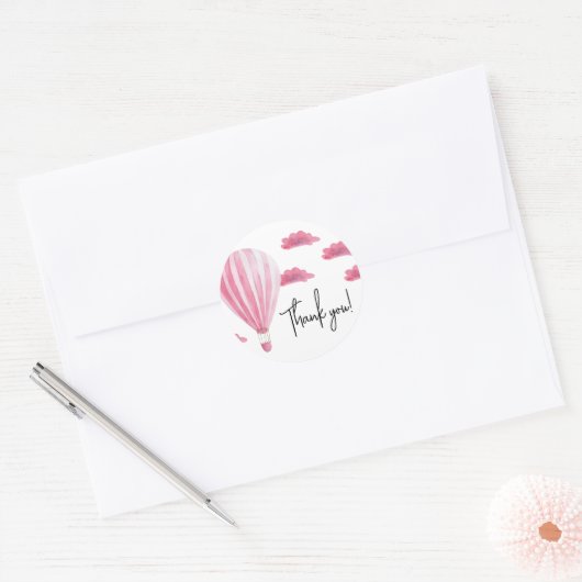 熱気球の赤ちゃんシャワー感謝していユー ラウンドシール (封筒)