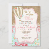 熱気球の赤ちゃんシャワー招待バーラップレース 招待状 (正面)