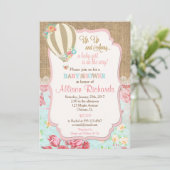 熱気球の赤ちゃんシャワー招待バーラップレース 招待状 (スタンド正面)