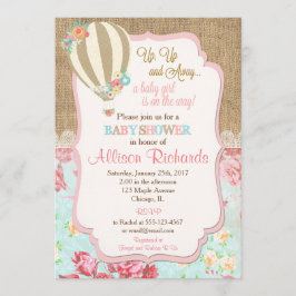 熱気球の赤ちゃんシャワー招待バーラップレース 招待状