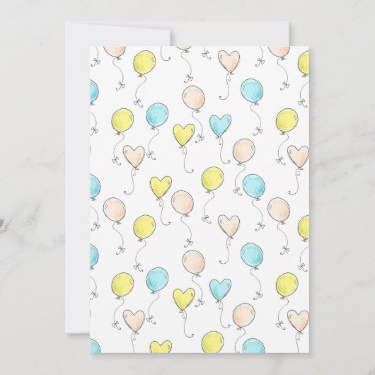 熱気球の赤ちゃんシャワー旅行ボーイズ旗 招待状 (裏面)