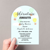 熱気球の赤男女兼用ちゃんシャワー アクリル招待状 (インサイチュ (ポータブル))