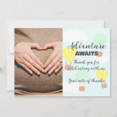 熱気球の赤男女兼用ちゃんシャワー サンキューカード (正面)