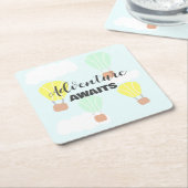 熱気球の赤男女兼用ちゃんシャワー スクエアペーパーコースター (アングル)