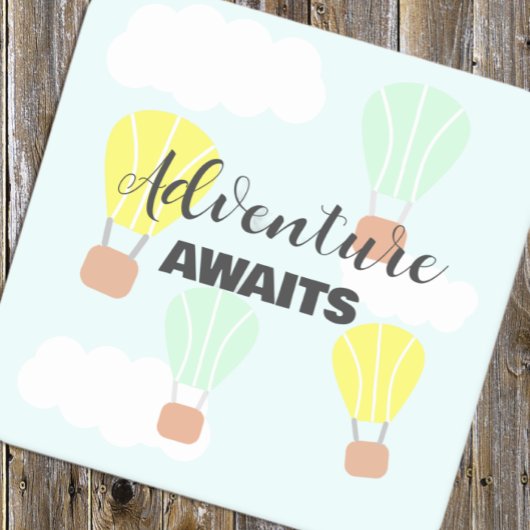 熱気球の赤男女兼用ちゃんシャワー スクエアペーパーコースター