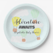 熱気球の赤男女兼用ちゃんシャワー ペーパープレート (正面)