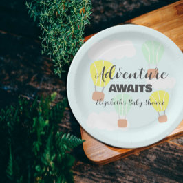 熱気球の赤男女兼用ちゃんシャワー ペーパープレート