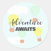 熱気球の赤男女兼用ちゃんシャワー ラウンドシール (正面)