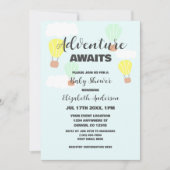 熱気球の赤男女兼用ちゃんシャワー 招待状 (正面)