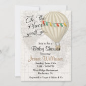 熱気球の赤男女兼用ちゃんシャワー 招待状 (正面)