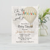 熱気球の赤男女兼用ちゃんシャワー 招待状 (スタンド正面)