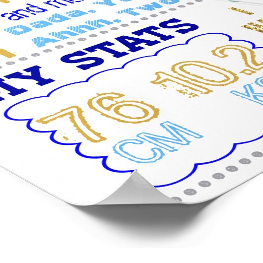 熱気球の金ゴールドと青い誕生日の看板ポスター ポスター (角)