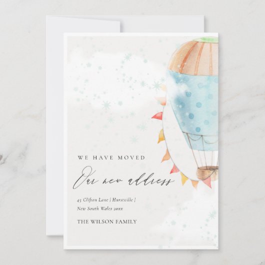 熱気球の雲スター我々はカードを移動 サンキューカード (正面)