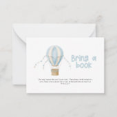 熱気球の青い赤ちゃんシャワーは本をもたらす ノートカード (正面)