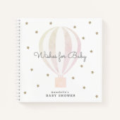 熱気球の願いベビーピンクゲストブック ノートブック (正面)