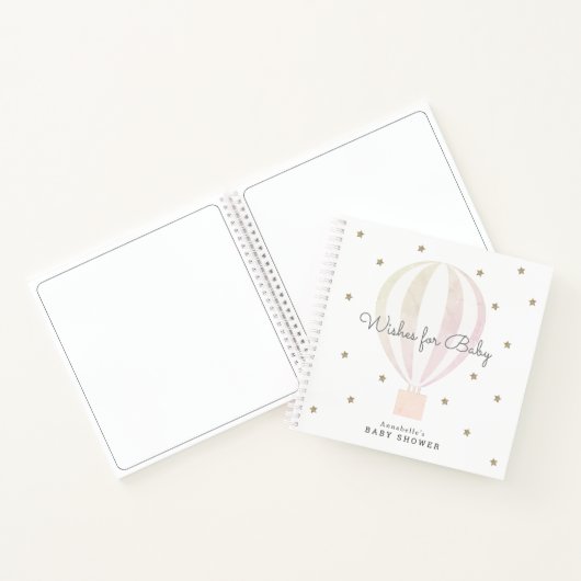 熱気球の願いベビーピンクゲストブック ノートブック (内部)