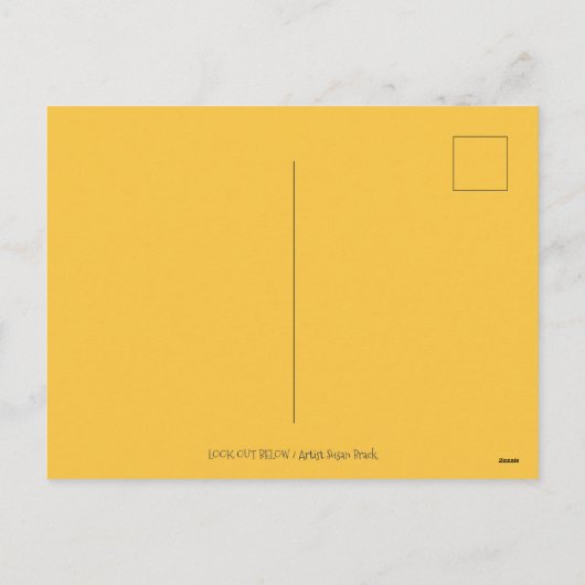 熱気球の黒猫の魔女フォークアートユーモア シーズンポストカード (裏面)