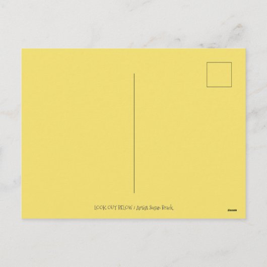 熱気球の黒猫の魔女フォークアートユーモア シーズンポストカード (裏面)