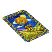 熱気球の黒猫の魔女フォークアートユーモア マグネット (右側)