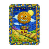 熱気球の黒猫の魔女フォークアートユーモア マグネット (縦)