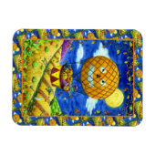 熱気球の黒猫の魔女フォークアートユーモア マグネット (横)