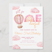 熱気球は彼女がonederful 1歳の誕生日ではない 招待状 (正面)