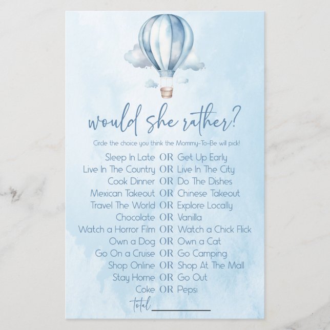 熱気球は彼女はむしろ赤ちゃんシャワーのゲームだろう (正面)