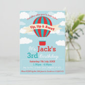 熱気球をテーマにした誕生日パーティーの招待 招待状 (スタンド正面)