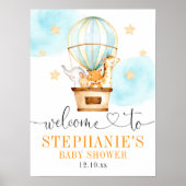 熱気球を上げて歓迎の遠くにサイン ポスター (正面)