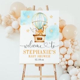 熱気球を上げて歓迎の遠くにサイン ポスター