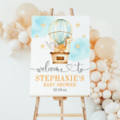 熱気球を上げて歓迎の遠くにサイン ポスター