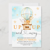 熱気球を上げて赤ちゃん遠くにシャワー 招待状 (正面)