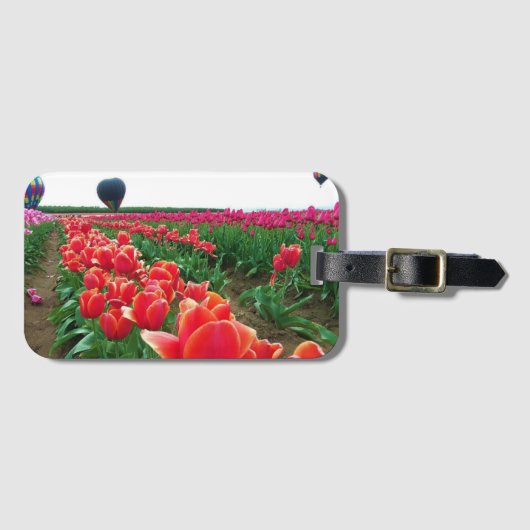 熱気球を使った美しいチューリップフィールド ラゲッジタグ (正面横)