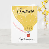 熱気球を卒業または受賞おめでとう カード (黄色い花)