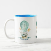 熱気球を持つイースターバニー ツートーンマグカップ (左)