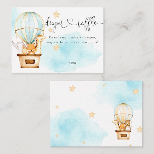 熱気球アップとおむつ遠くにラッフル エンクロージャーカード (正面/裏面)