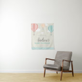 熱気球アップ&ベビー遠くにシャワー歓迎サイン タペストリー (インサイチュ)