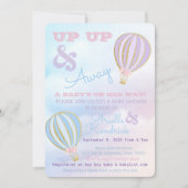 熱気球アップ&ベビー遠くにシャワー 招待状 (正面)