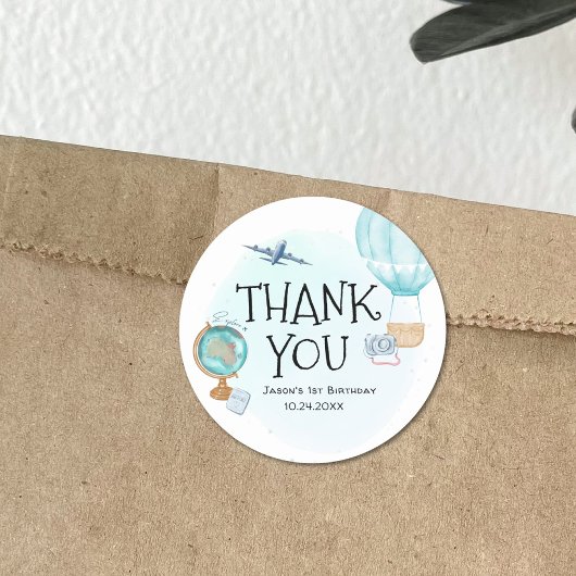 熱気球アドベンチャーブルー1日感謝してい生 ラウンドシール