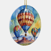 熱気球アリゾナ州南西部の水彩 セラミックオーナメント (右)