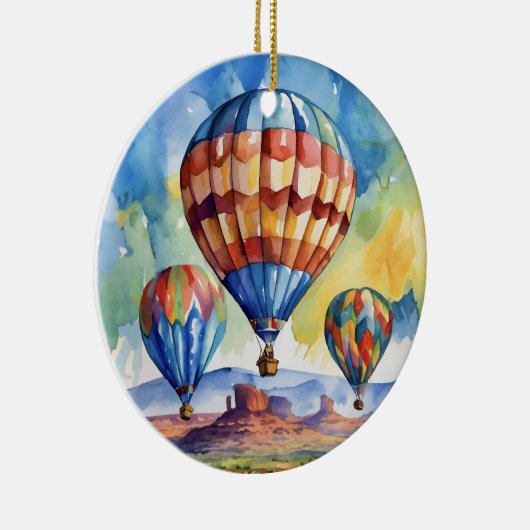 熱気球アリゾナ州南西部の水彩 セラミックオーナメント (右)