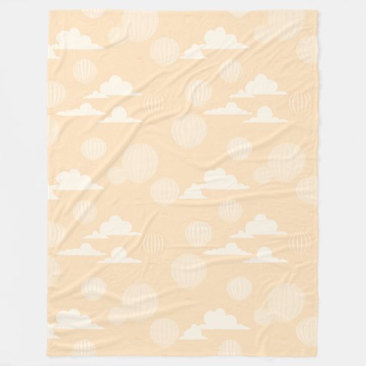 熱気球イエロー装飾用クッション フリースブランケット (正面)