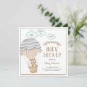 熱気球ウッドランド動物おもしろい赤ちゃんシャワーI 招待状 (スタンド正面)