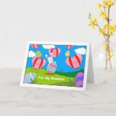 熱気球エッグカードと兄弟復活祭 カード (黄色い花)