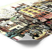 熱気球オーバーシティアンティーク ポスター (角)